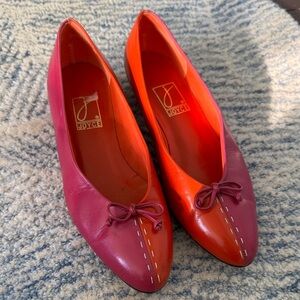 Joyce Women's Vintage Leather Vibrant Flats in Pink and Orange 11